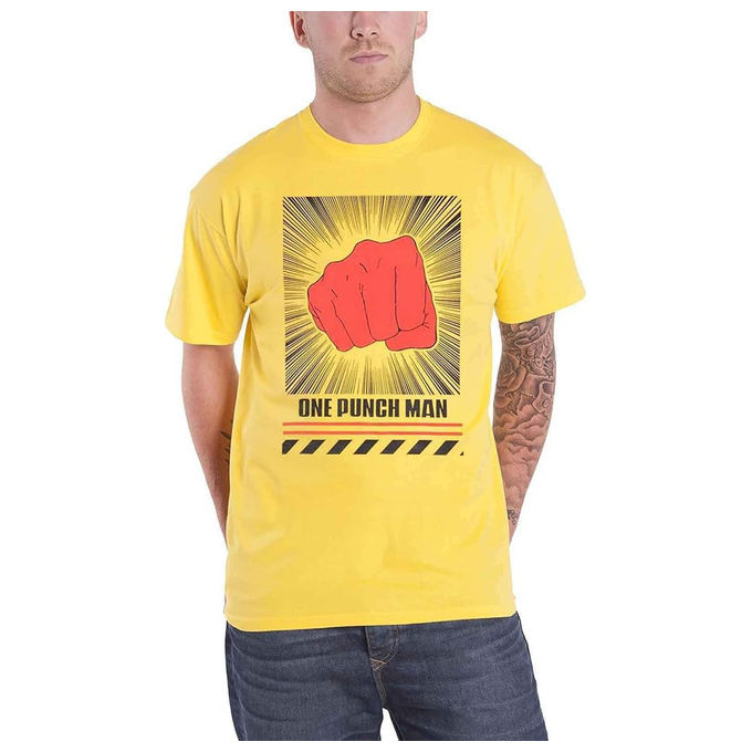 Difuzed t shirt one punch man the punch xl giallo cotone anime manga abbigliamento