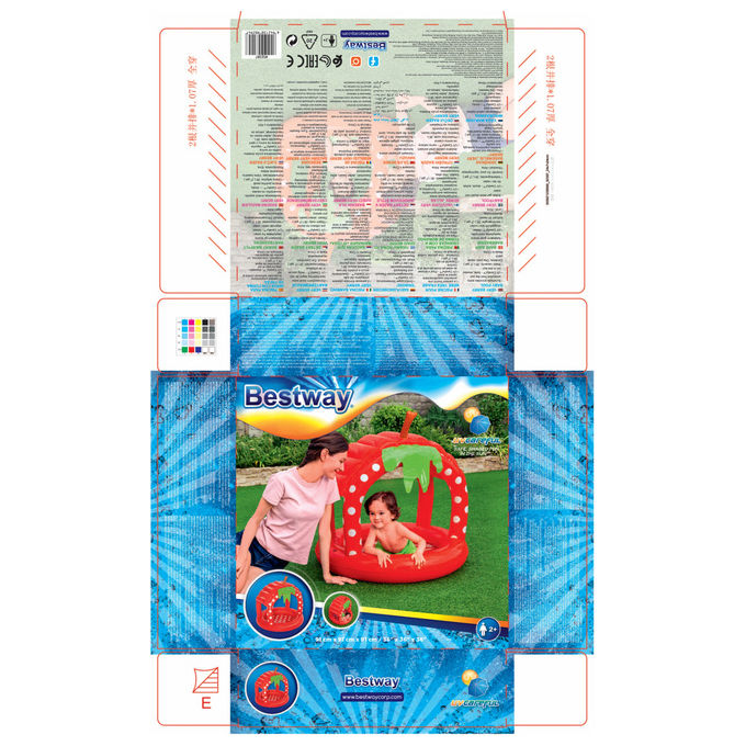 Bestway piscinetta gonfiabile berry rotonda 27l verde rosso bianco per bambini 2 anni 52387