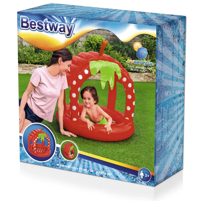 Bestway piscinetta gonfiabile berry rotonda 27l verde rosso bianco per bambini 2 anni 52387