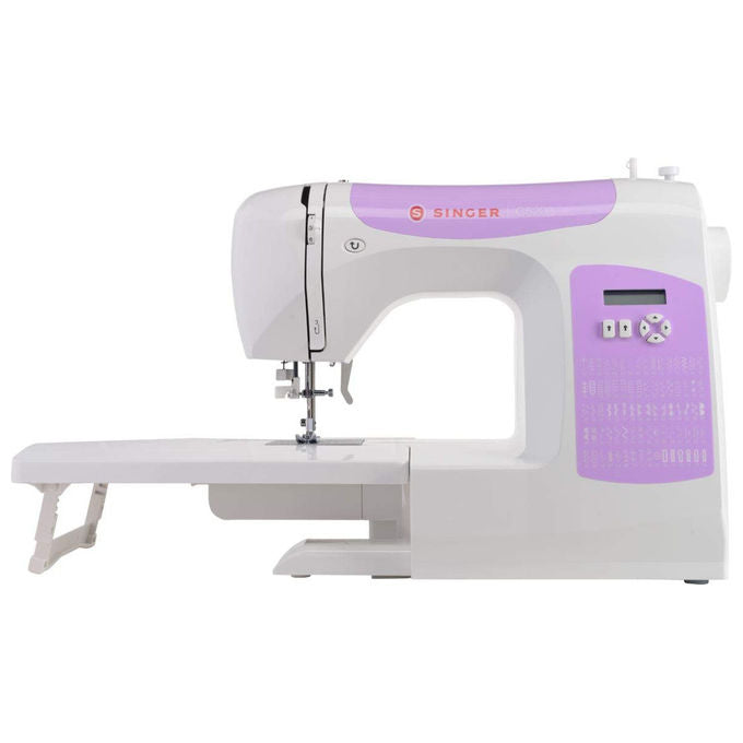 Singer C5205 Macchina da cucire automatica 80 punti Display LCD Luce LED Infila ago automatico Braccio libero colore Viola Bianco