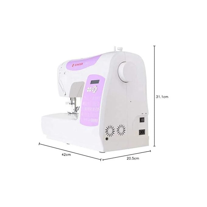 Singer C5205 Macchina da cucire automatica 80 punti Display LCD Luce LED Infila ago automatico Braccio libero colore Viola Bianco