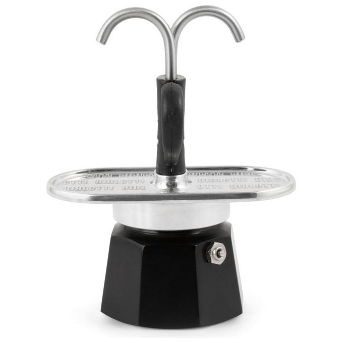 Bialetti mini express caffettiera 2 tazze nero alluminio con erogatore diretto