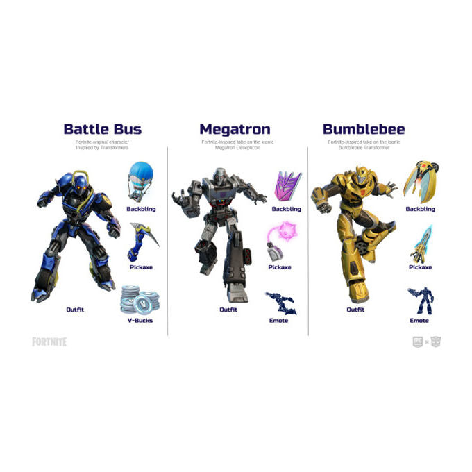 Epic Games Fortnite pacchetto Transformers Nintendo Switch 3 costumi 1000 V Buck