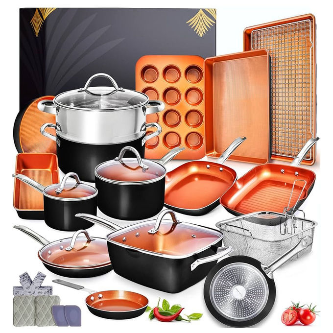 Set pentole e padelle professionali multimateriale antiaderente per gas e induzione