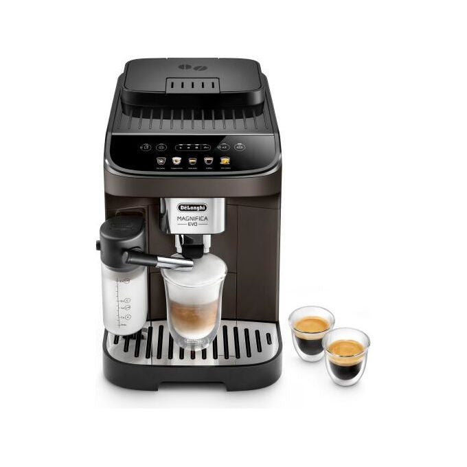 De’Longhi Magnifica Evo ECAM 293.61.BW – Macchina da caffe' superautomatica, 1,8 L, 15 bar, 1450 W, macinacaffe' integrato + sistema LatteCrema Hot, Marrone