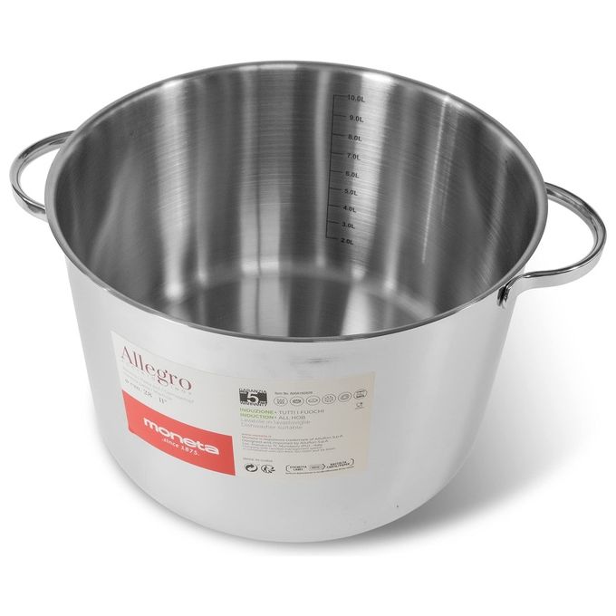 Moneta A00A160824 Allegro Pentola in Acciaio Inox 24 cm per tutti i Fuochi incluso Induzione fondo termodiffusore incapsulato lavabile in lavastoviglie colore Acciaio