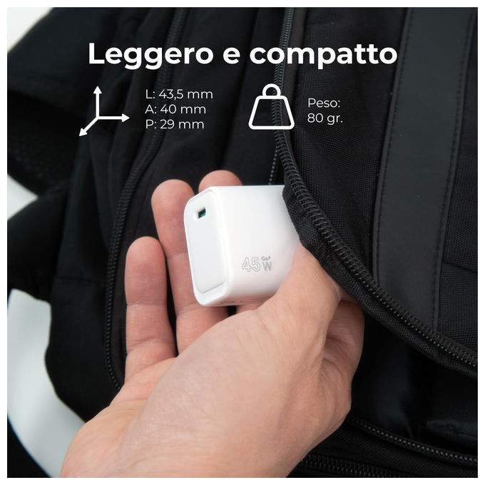 VulTech Caricatore USB-C 45W GaN PD3.0 QC3.0 PPS Bianco