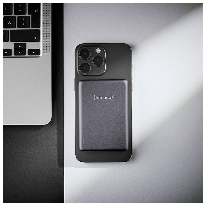 Intenso Power Bank MW10000, 10000 mAh, ricarica wireless, grigio