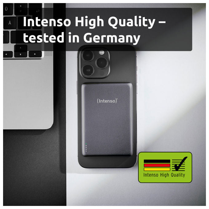 Intenso Power Bank MW10000, 10000 mAh, ricarica wireless, grigio