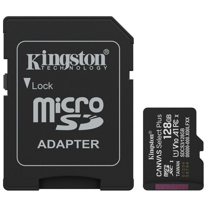 Kingston MicroSDXC 128GB Canvas Select Plus Gen3 con Adattatore SD