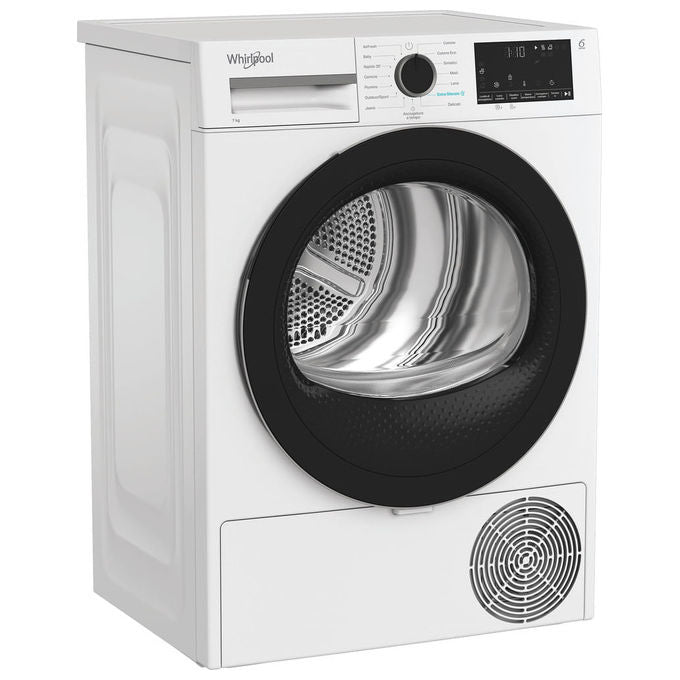 Whirlpool C WD R47M WBS IT - Asciugatrice Pompa di Calore Slim 7 kg, Classe C, Tecnologia 6° Senso + Motore Inverter, (84,6 × 59,7 × 54,5 cm), Bianco