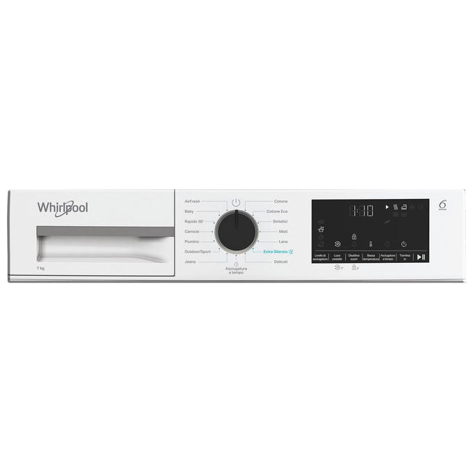 Whirlpool C WD R47M WBS IT - Asciugatrice Pompa di Calore Slim 7 kg, Classe C, Tecnologia 6° Senso + Motore Inverter, (84,6 × 59,7 × 54,5 cm), Bianco