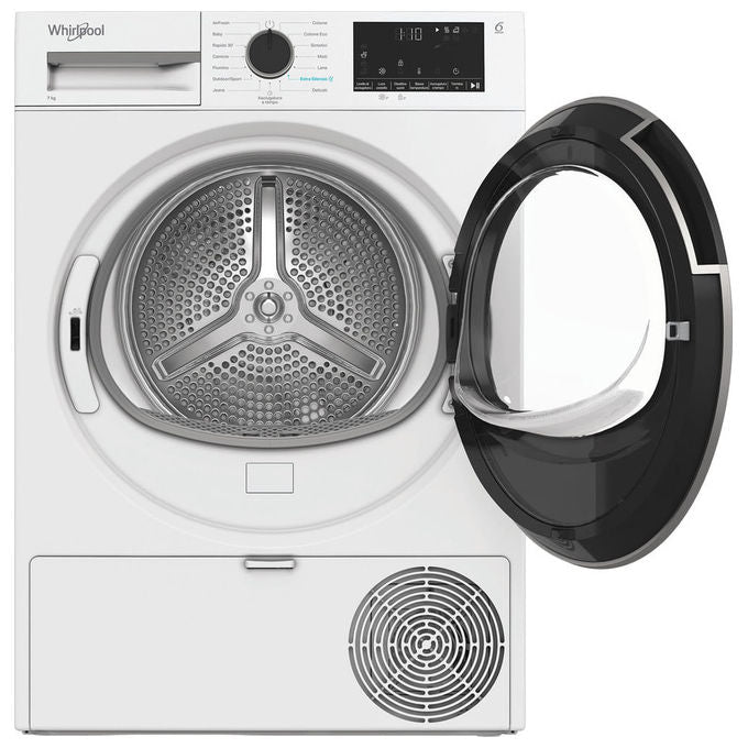 Whirlpool C WD R47M WBS IT - Asciugatrice Pompa di Calore Slim 7 kg, Classe C, Tecnologia 6° Senso + Motore Inverter, (84,6 × 59,7 × 54,5 cm), Bianco