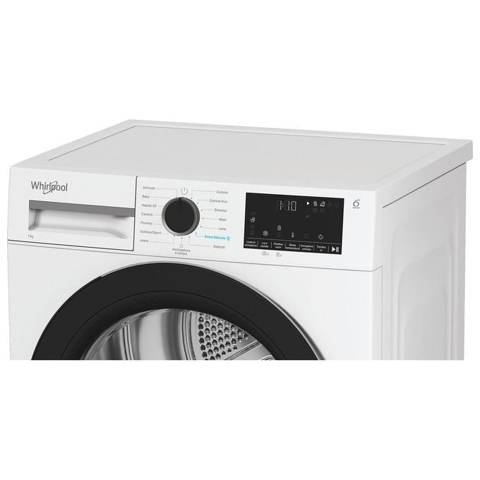 Whirlpool C WD R47M WBS IT - Asciugatrice Pompa di Calore Slim 7 kg, Classe C, Tecnologia 6° Senso + Motore Inverter, (84,6 × 59,7 × 54,5 cm), Bianco