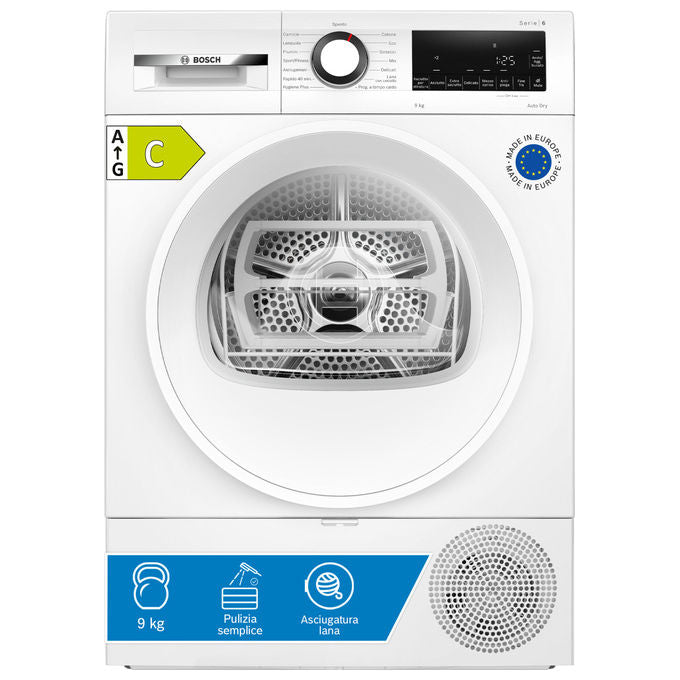 Bosch Serie 6 WQG243D6IT asciugatrice a pompa di calore, 9 kg, bianco