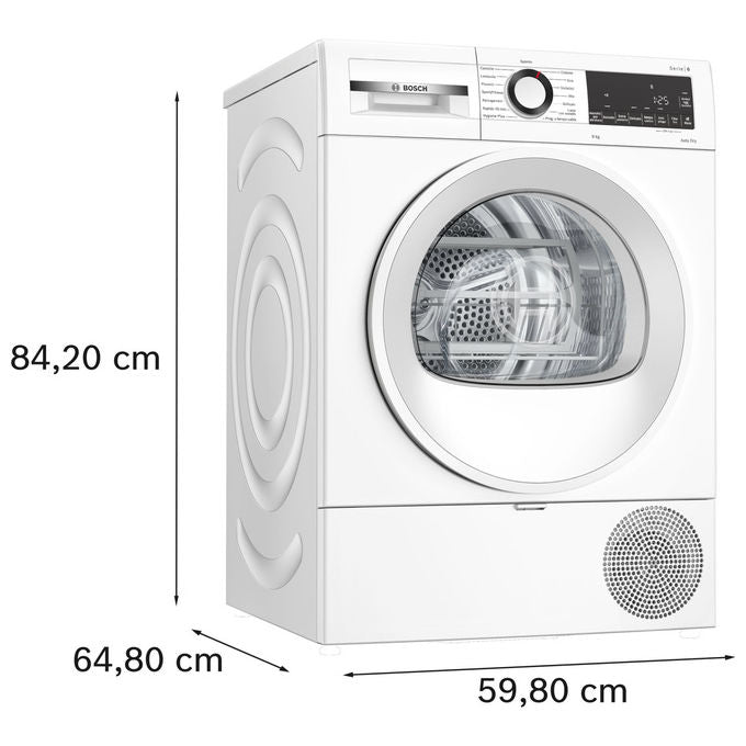 Bosch Serie 6 WQG243D6IT asciugatrice a pompa di calore, 9 kg, bianco