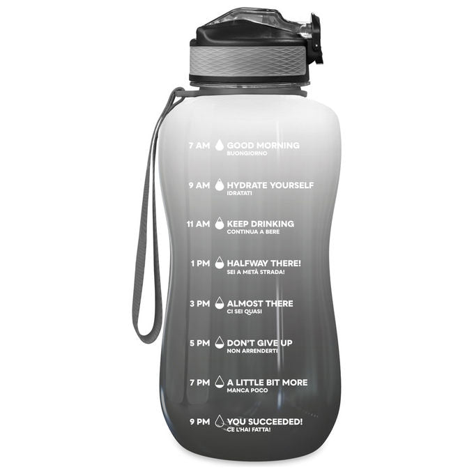 The Steel Bottle Borraccia Motivazionale Nera e Bianca 2.2L