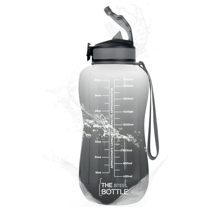 The Steel Bottle Borraccia Motivazionale Nera e Bianca 2.2L