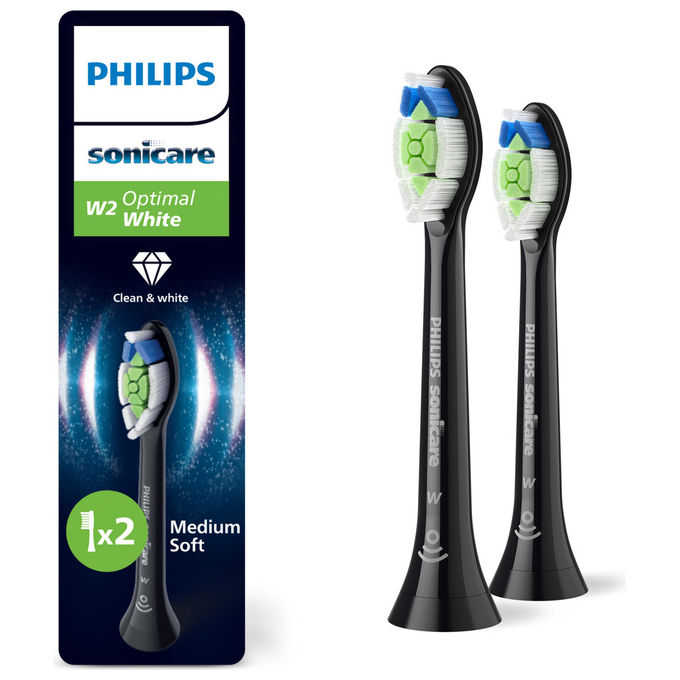 Philips HX6062-88 2 Testine Nere di Ricambio per Spazzolino Sonico