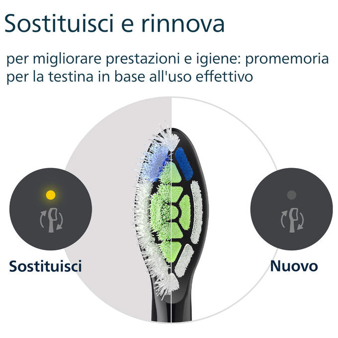 Philips HX6062-88 2 Testine Nere di Ricambio per Spazzolino Sonico