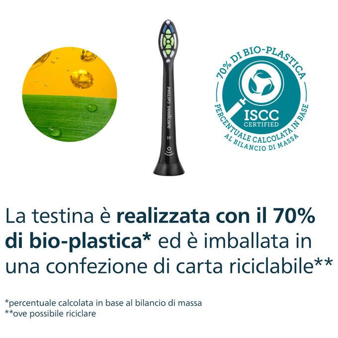 Philips HX6062-88 2 Testine Nere di Ricambio per Spazzolino Sonico