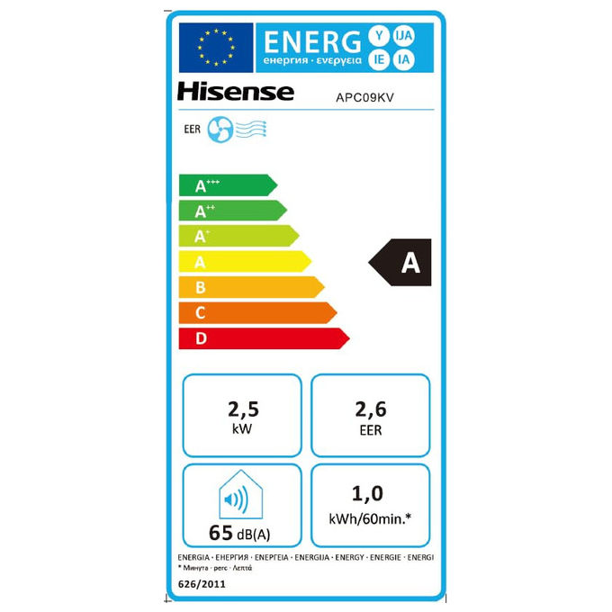 Hisense APC09KV Climatizzatore Portatile 9000 BTU-h Classe A