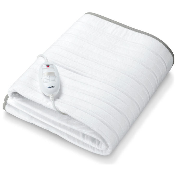 Beurer TS 17 Scaldaletto elettrico singolo 3 livelli di temperatura 150×80 cm tessuto traspirante in fleece morbido sistema di sicurezza Beurer con spegnimento automatico lavabile a 30 °C alimentazione elettrica colore bianco.