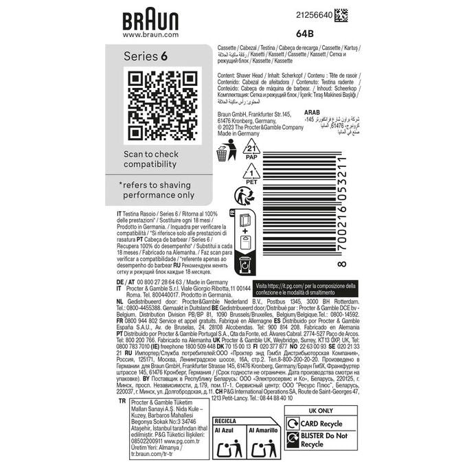 Braun Testina di Ricambio Series 5-6 64B Nera