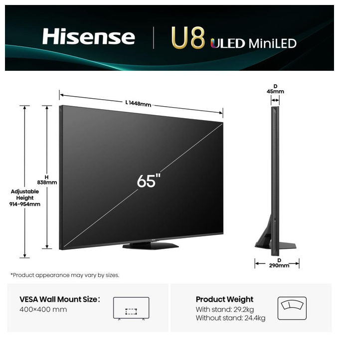 Hisense 65U8Q Tv Mini LED 65'' 4K Ultra HD Smart Tv