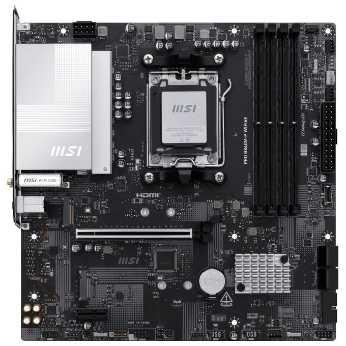 MSI Pro B840M-P Wifi6E, Scheda Madre Amd B840, Socket Am5, Micro Atx