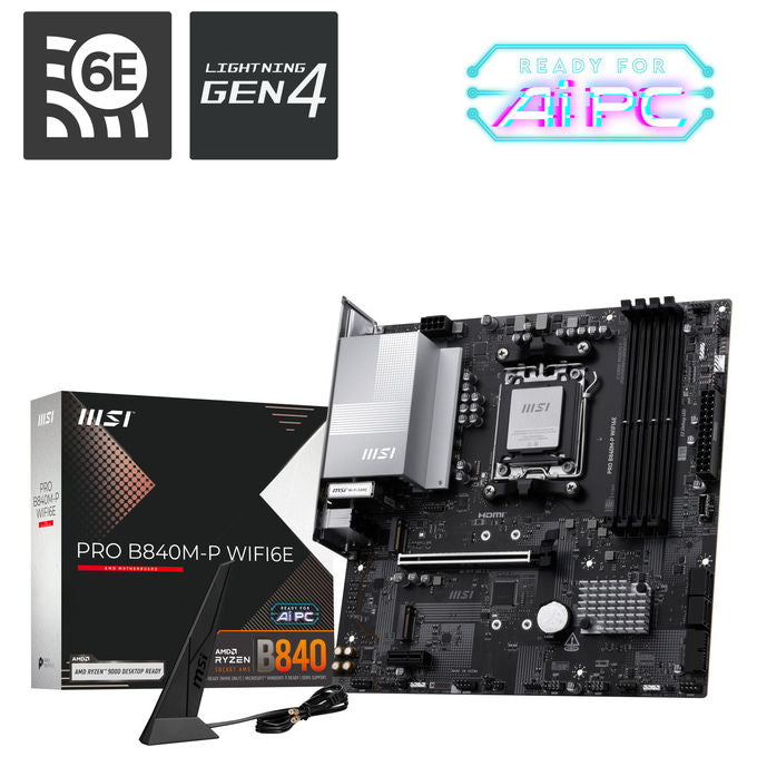 MSI Pro B840M-P Wifi6E, Scheda Madre Amd B840, Socket Am5, Micro Atx
