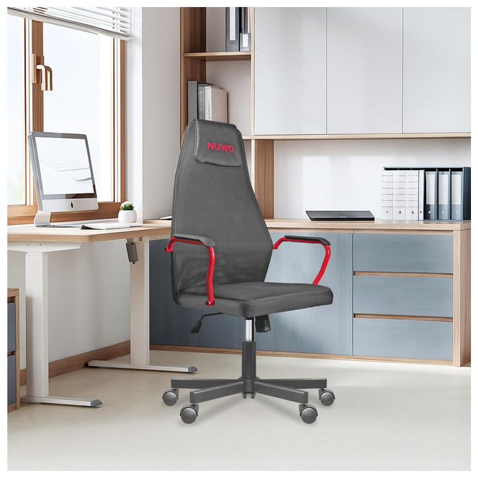 Nuwo Sedia Gaming Grid Ergonomica Rosso e Nero Regolabile