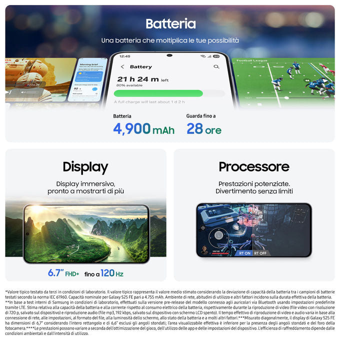 Samsung Galaxy S25 FE 5G 256GB Navy: Smartphone Display AMOLED 6.7''