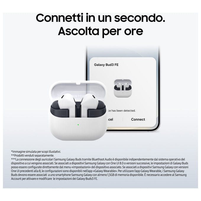 Samsung Galaxy Buds3 FE Auricolari Wireless Neri con Audio 360 e Gemini AI