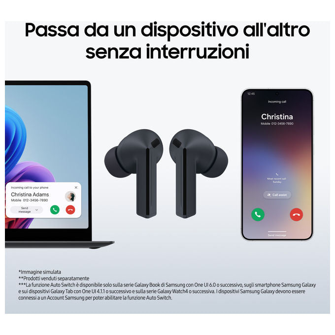 Samsung Galaxy Buds3 FE Auricolari Wireless Neri con Audio 360 e Gemini AI