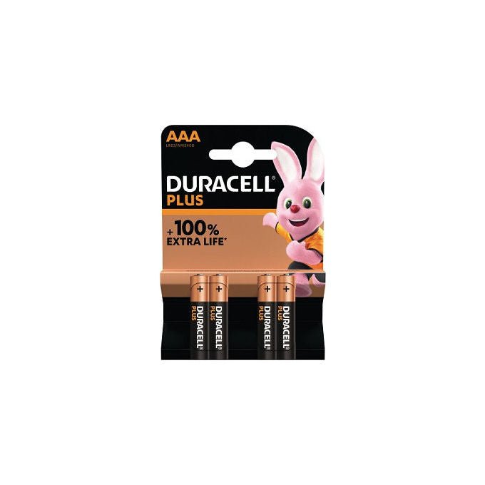 Duracell Plus, Batterie Ministilo AAA, Alcaline, 1.5V, Confezione da 4