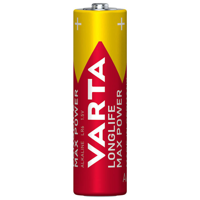 Varta Longlife Max Power, Batteria Alcalina Stilo AA LR6, Blister da 4