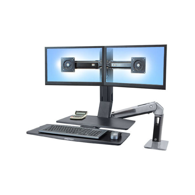 Ergotron WorkFit-A Supporto Regolabile per 2 Monitor Fino a 22'' Nero