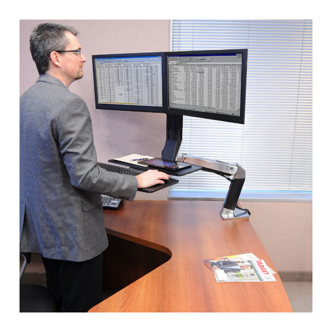 Ergotron WorkFit-A Supporto Regolabile per 2 Monitor Fino a 22'' Nero