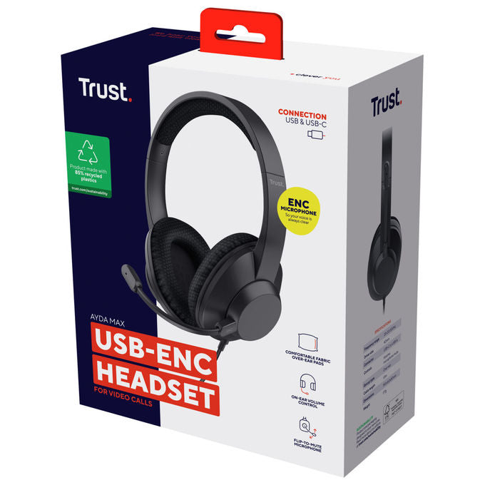 Trust Ayda Max Cuffie Cablate Over-Ear per Musica Nero