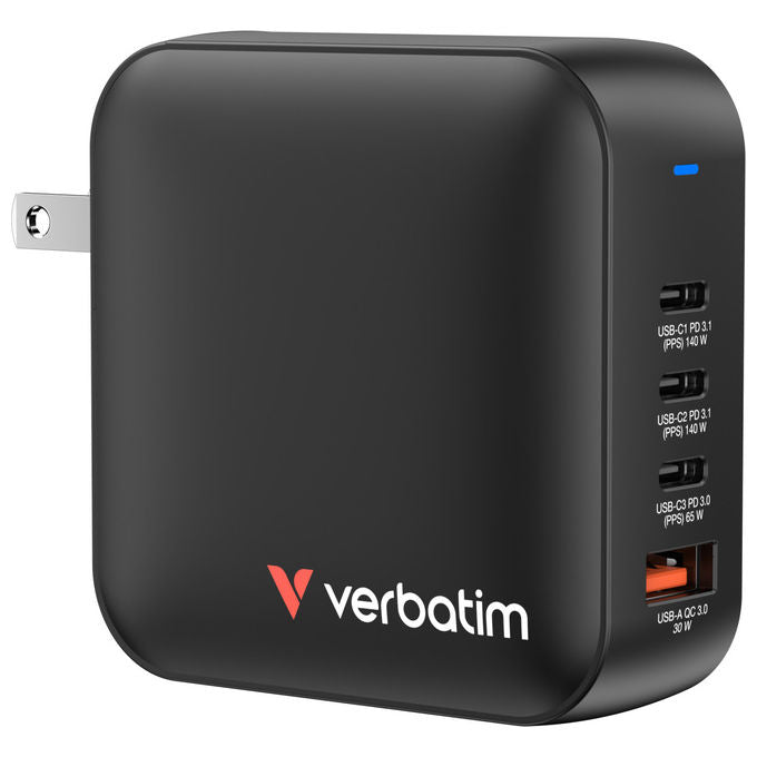 Verbatim Caricatore Mini GaN 165W Universale Nero