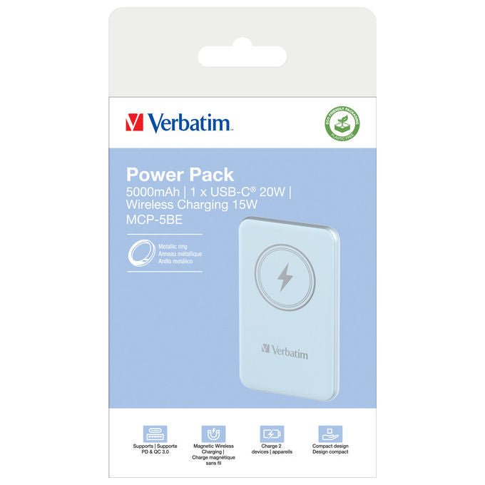 Verbatim Power Bank Magnetico Wireless 5000 mAh Blu
