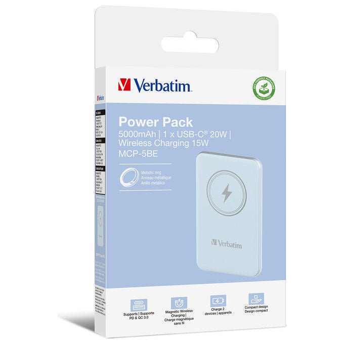 Verbatim Power Bank Magnetico Wireless 5000 mAh Blu