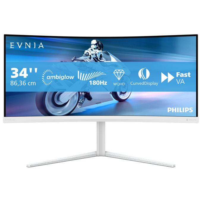 Philips Evnia 5000 34M2C5501A Monitor Gaming Curvo 34'' WQHD 180Hz Bianco