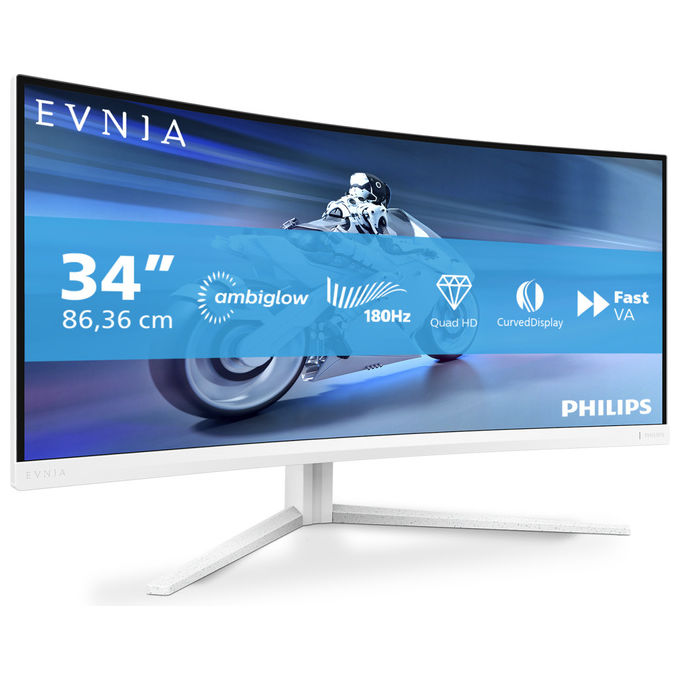Philips Evnia 5000 34M2C5501A Monitor Gaming Curvo 34'' WQHD 180Hz Bianco