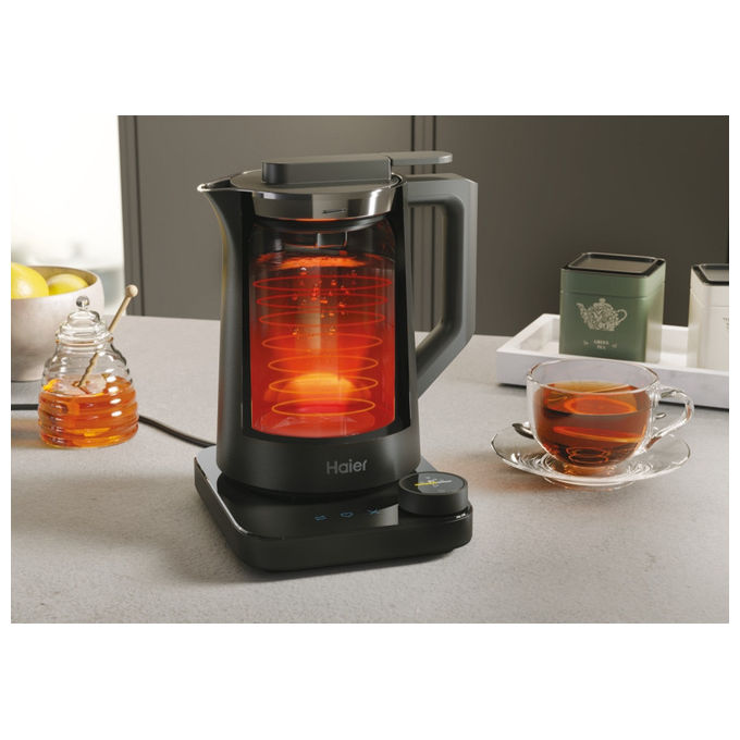 Haier, Bollitore Elettrico, 1.3L, 2200W, Controllo Temperatura, Grigio