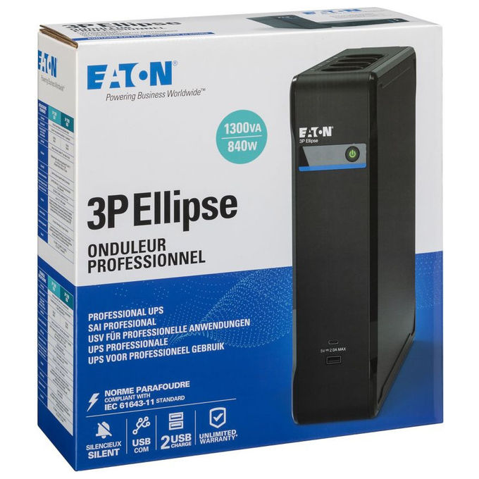 Gruppo di Continuita' Eaton 3P Ellipse 1.3 kVA 840W, 8 Prese