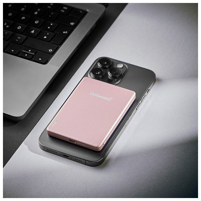 Intenso Powerbank MW10000 Rosa, 10000 mAh, Ricarica Wireless