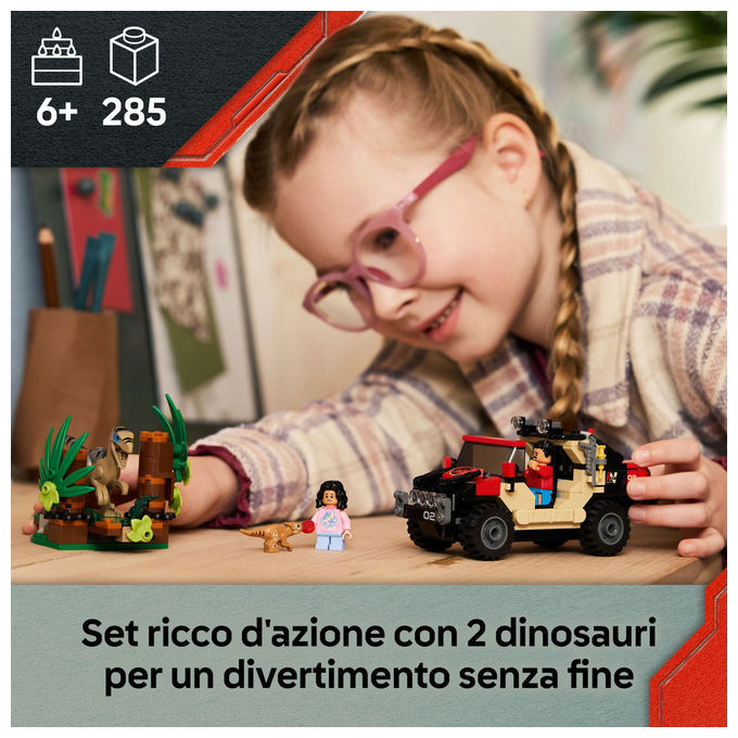 Lego Jurassic World Fuga dal Raptor sul Fuoristrada