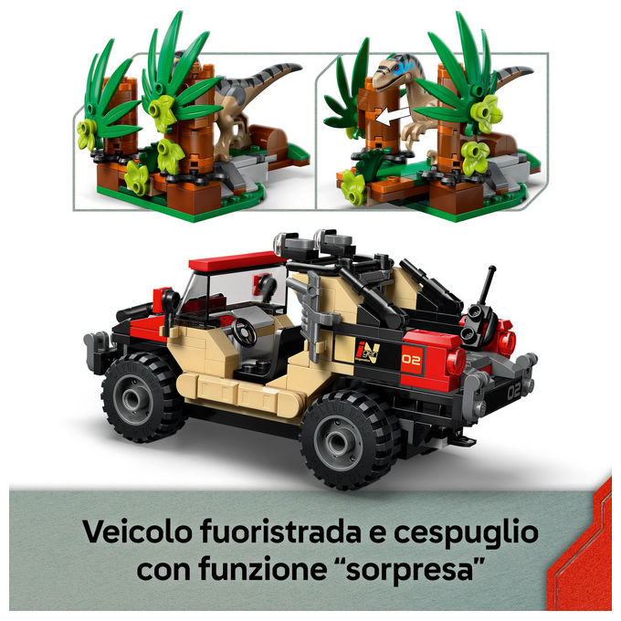 Lego Jurassic World Fuga dal Raptor sul Fuoristrada